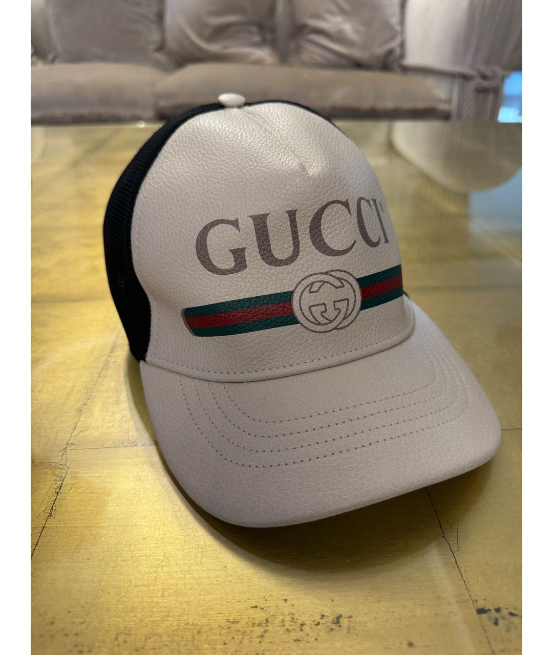 GUCCI Белая кожаная кепка, фото 9