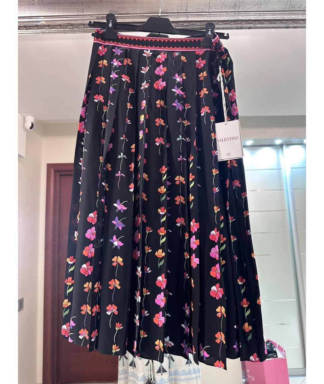 VALENTINO Черная шелковая юбка миди, фото 2