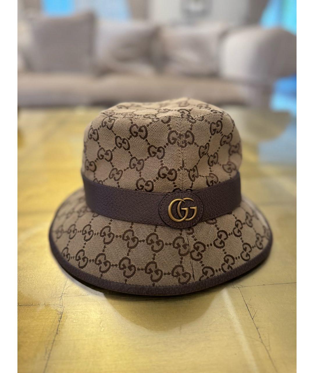GUCCI Коричневая хлопковая панама, фото 7
