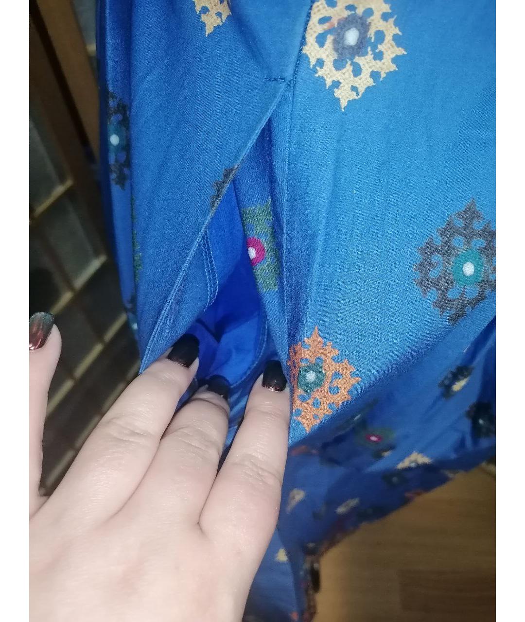 WEEKEND MAX MARA Синяя хлопковая юбка макси, фото 7