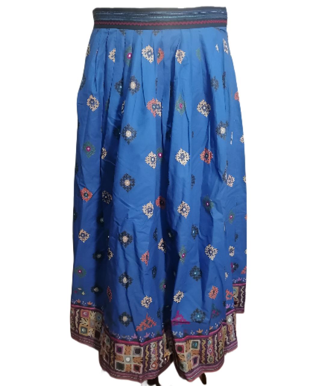 WEEKEND MAX MARA Синяя хлопковая юбка макси, фото 9