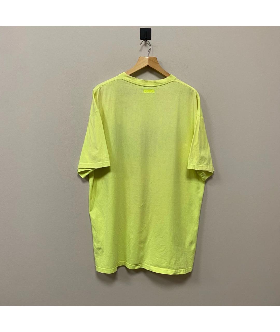 VETEMENTS Желтая хлопковая футболка, фото 3