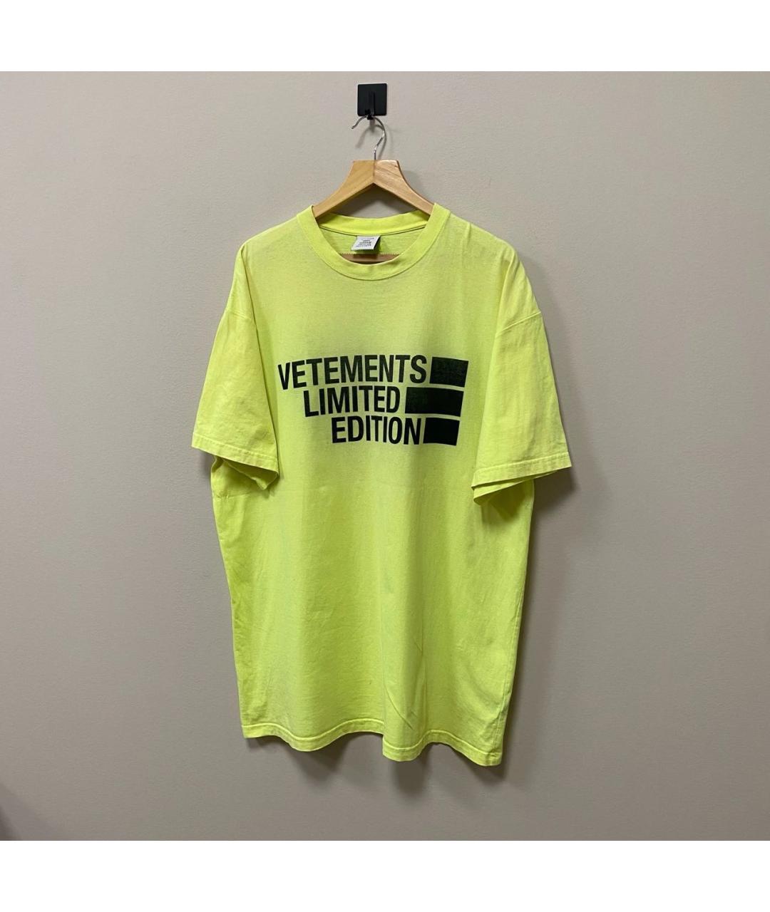 VETEMENTS Желтая хлопковая футболка, фото 2