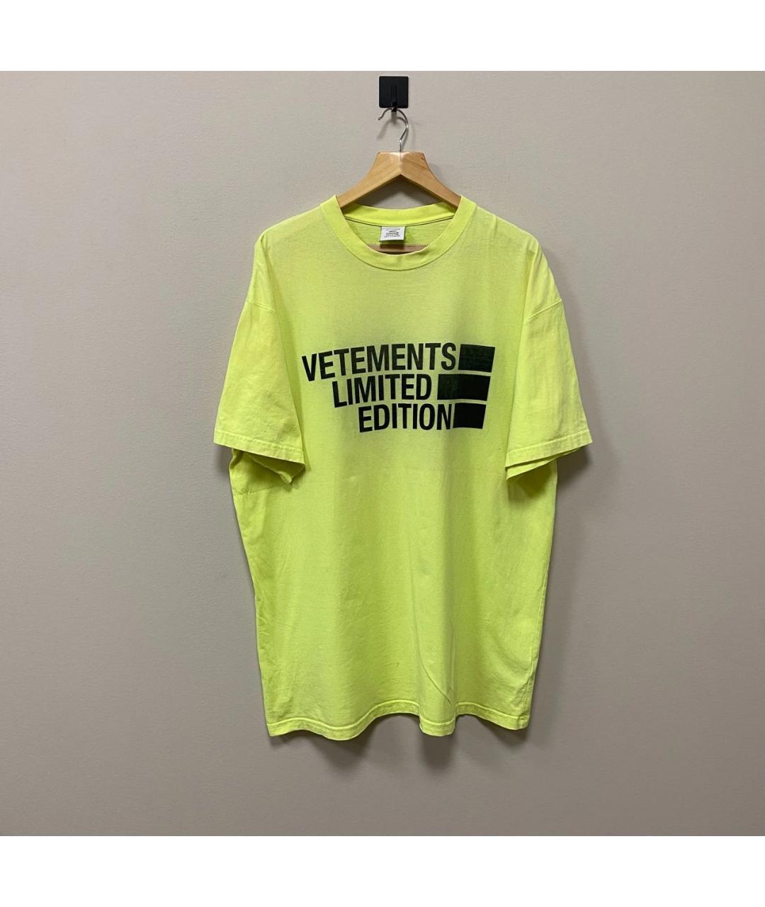 VETEMENTS Желтая хлопковая футболка, фото 6