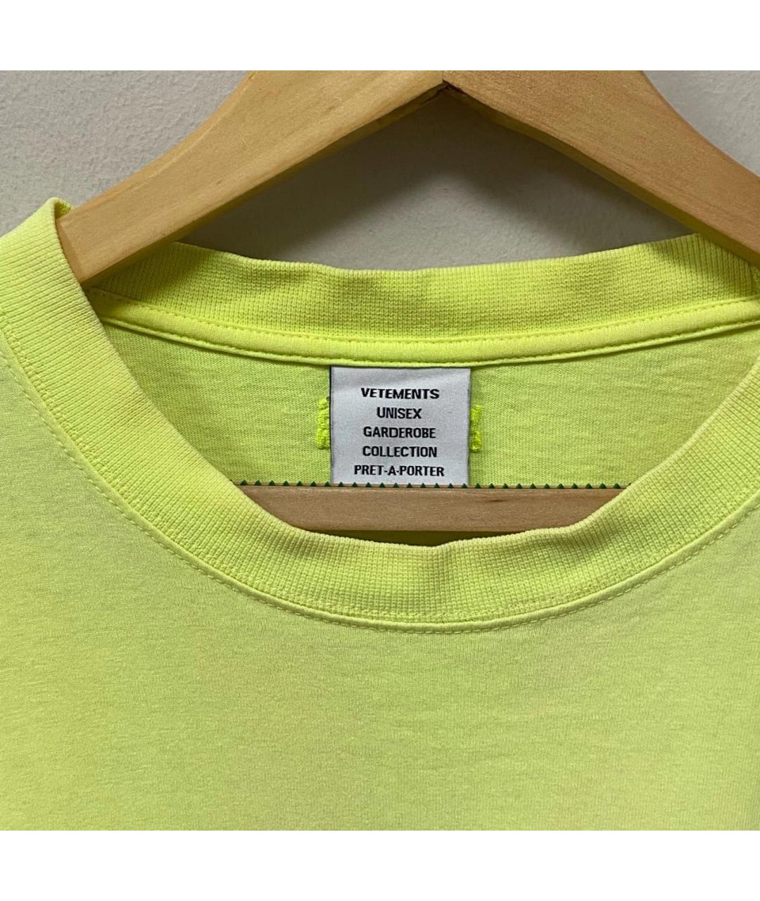 VETEMENTS Желтая хлопковая футболка, фото 4