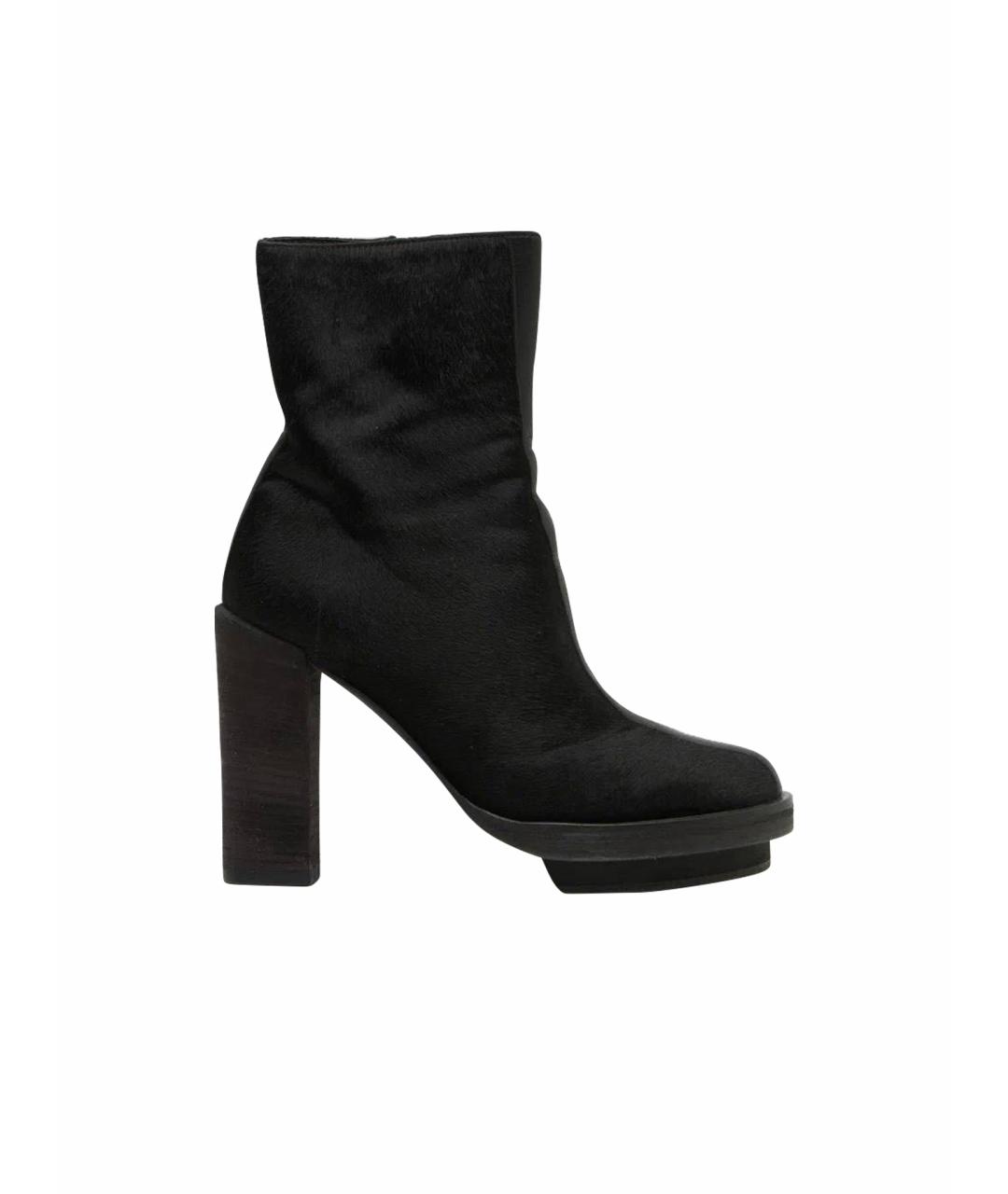 ANN DEMEULEMEESTER Черные кожаные ботильоны, фото 1