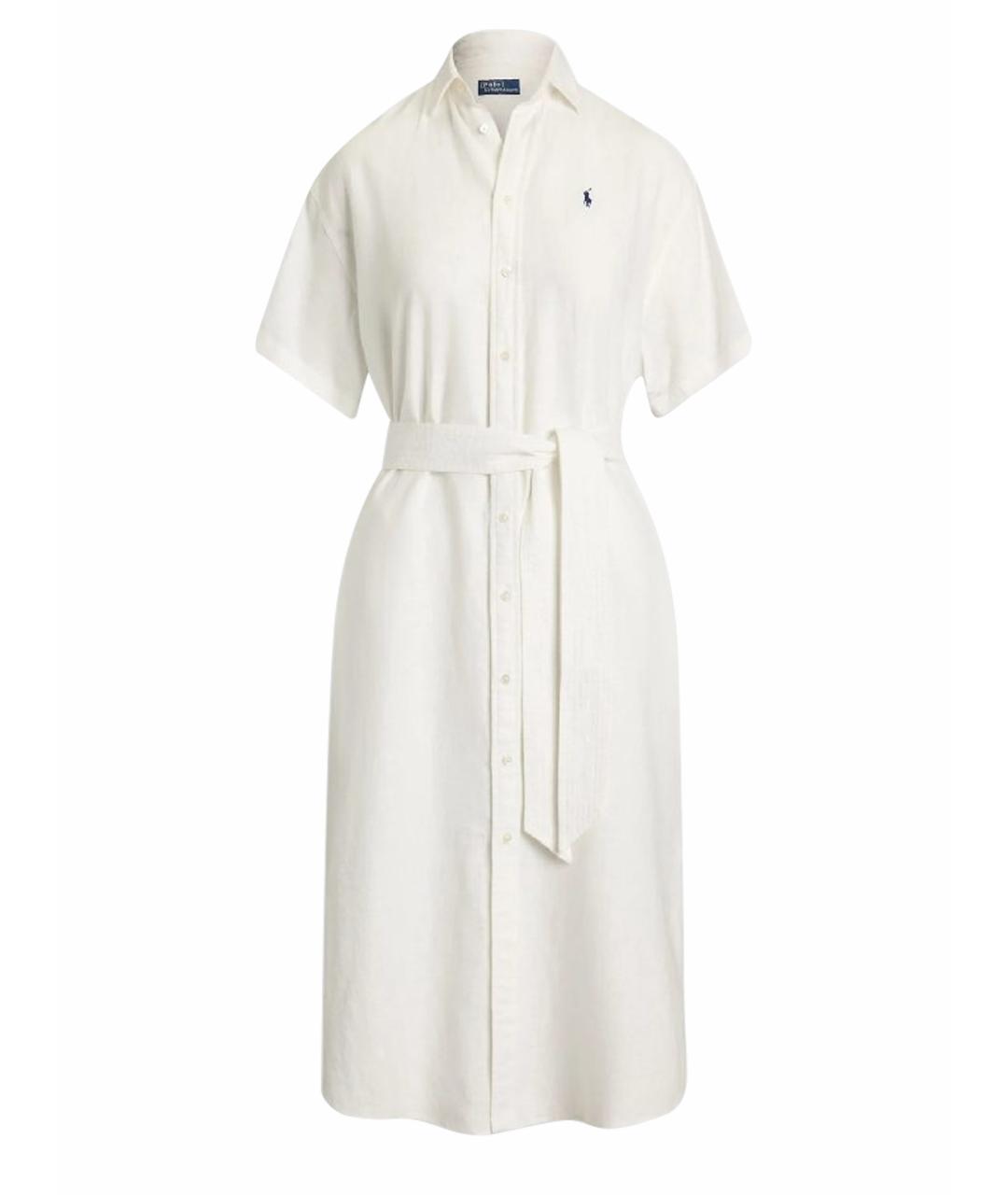 POLO RALPH LAUREN Белое льняное повседневное платье, фото 1