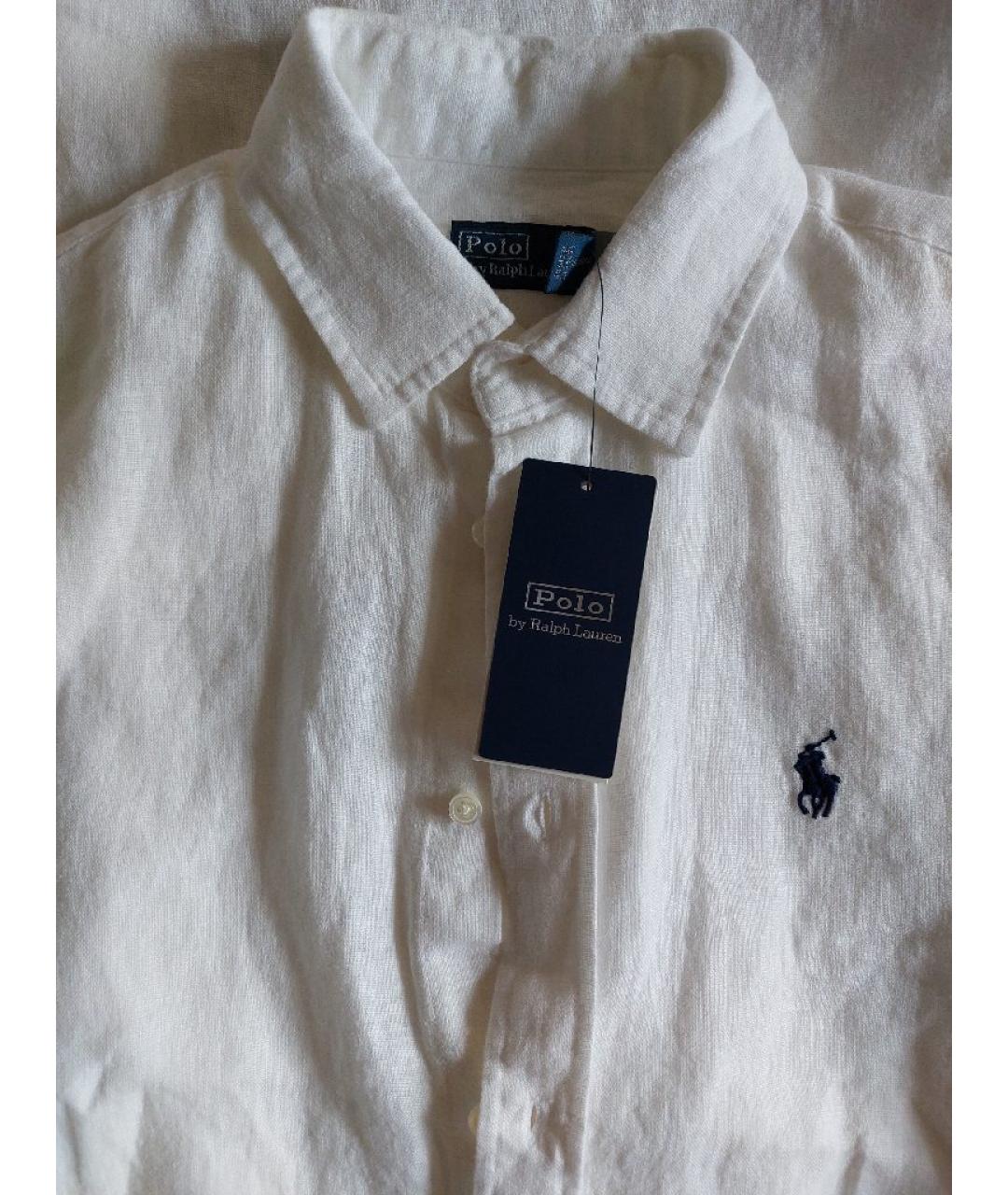 POLO RALPH LAUREN Белое льняное повседневное платье, фото 3