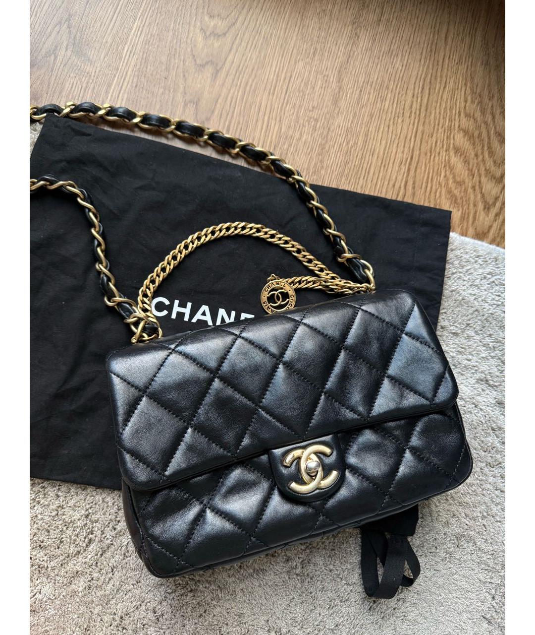 CHANEL Черная кожаная сумка тоут, фото 2
