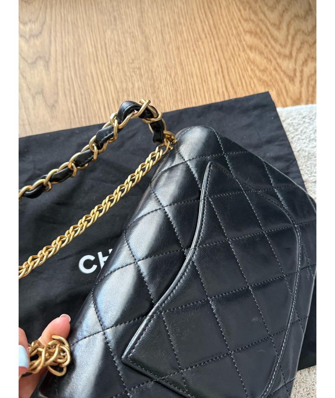 CHANEL Черная кожаная сумка тоут, фото 5