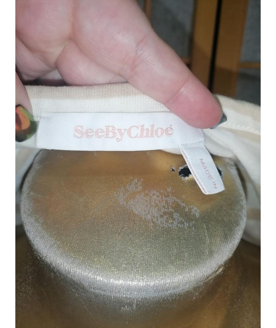 SEE BY CHLOE Бежевая хлопковая футболка, фото 5