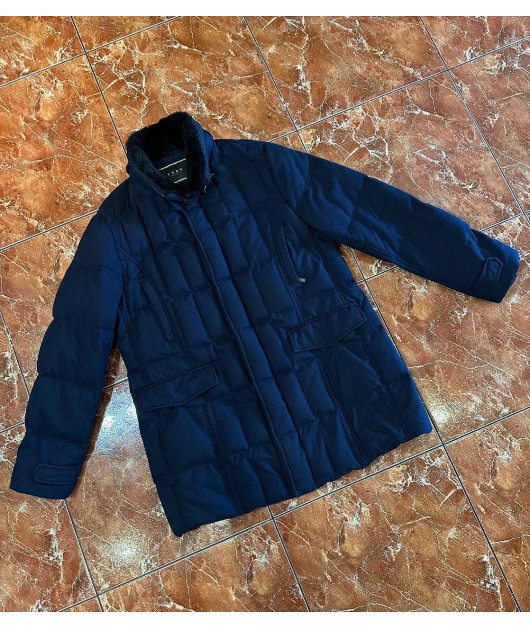 FERU Темно-синий кашемировый пуховик, фото 3
