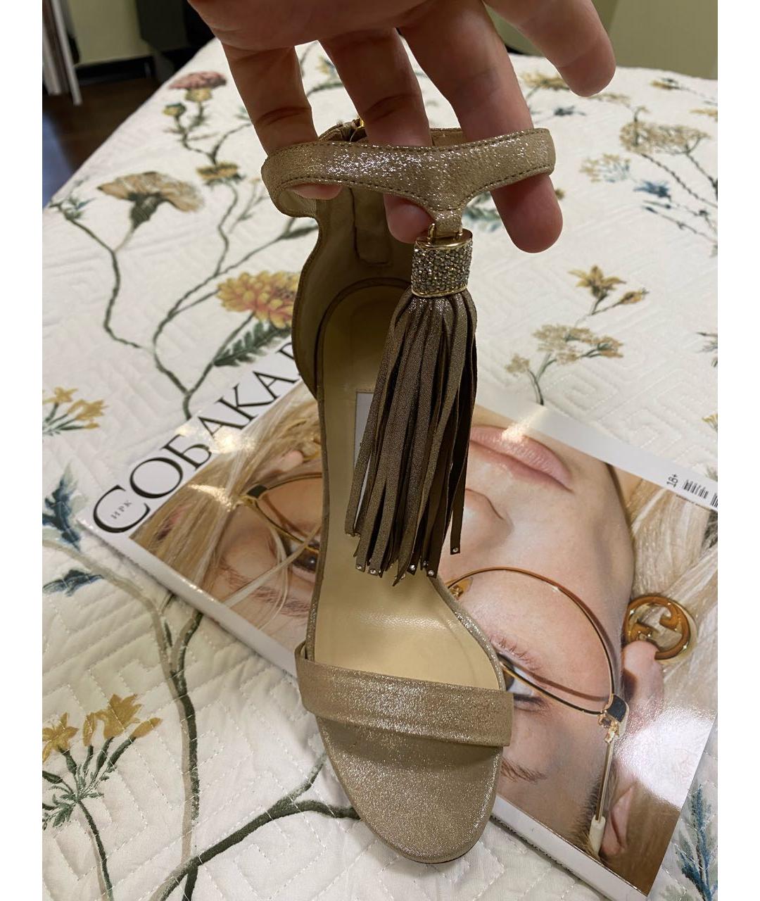 JIMMY CHOO Бежевые замшевые босоножки, фото 6