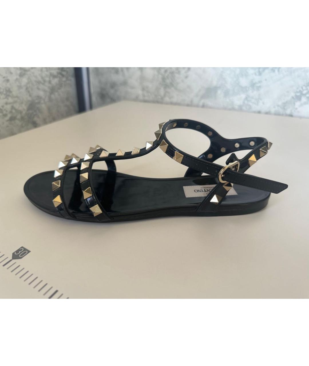 VALENTINO Черные кожаные босоножки, фото 2