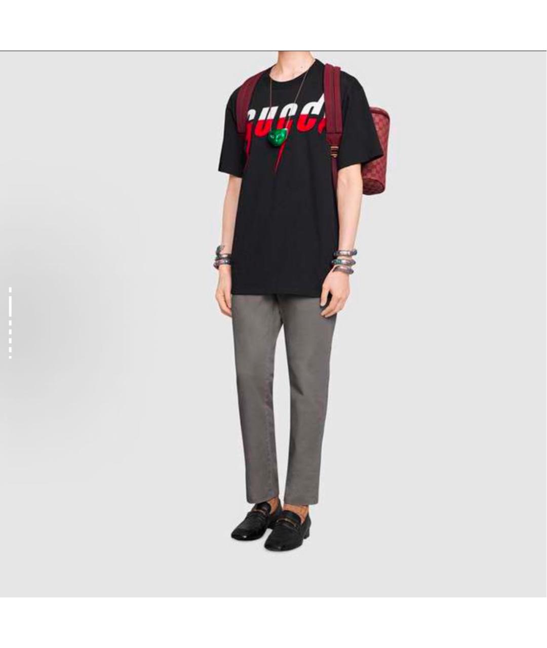 GUCCI Черная хлопковая футболка, фото 5
