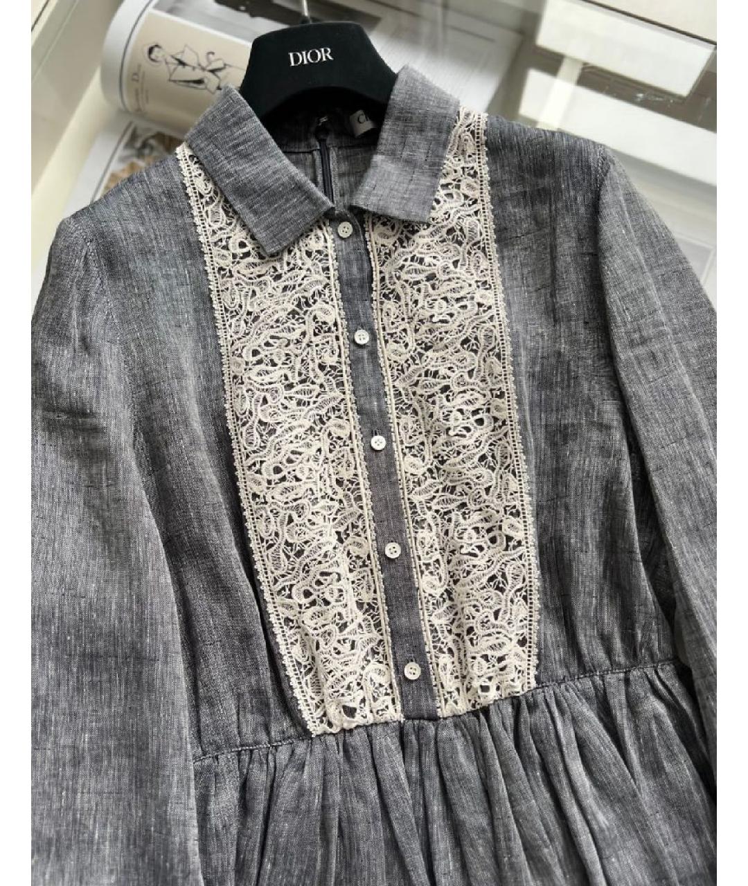 CHRISTIAN DIOR Серое шерстяное повседневное платье, фото 3