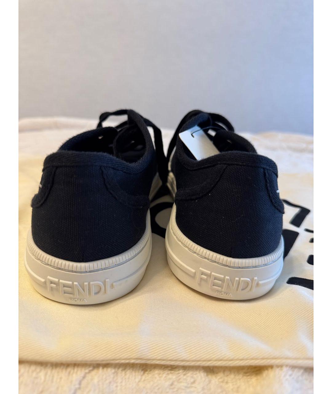 FENDI Черные текстильные кеды, фото 4