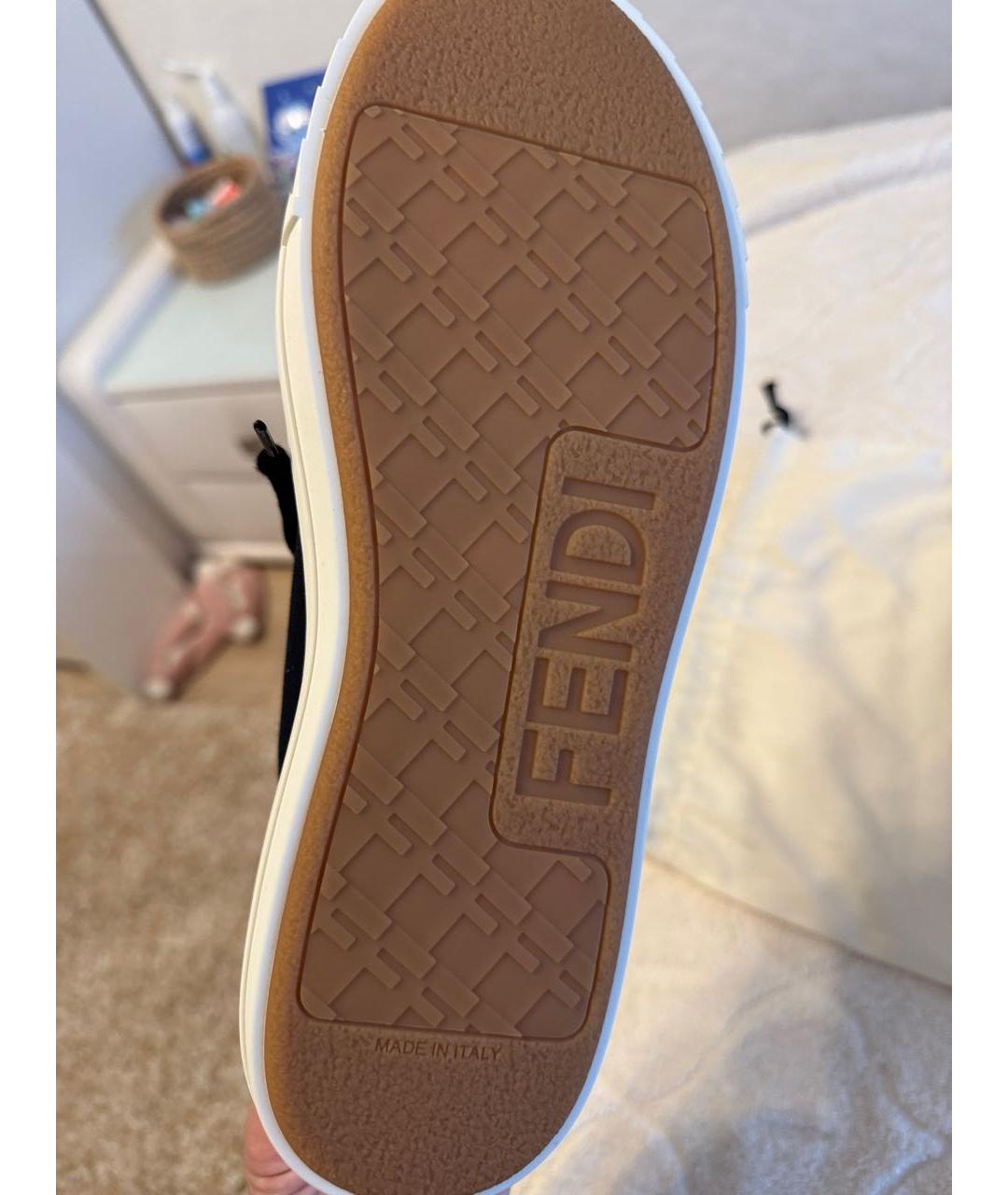 FENDI Черные текстильные кеды, фото 5