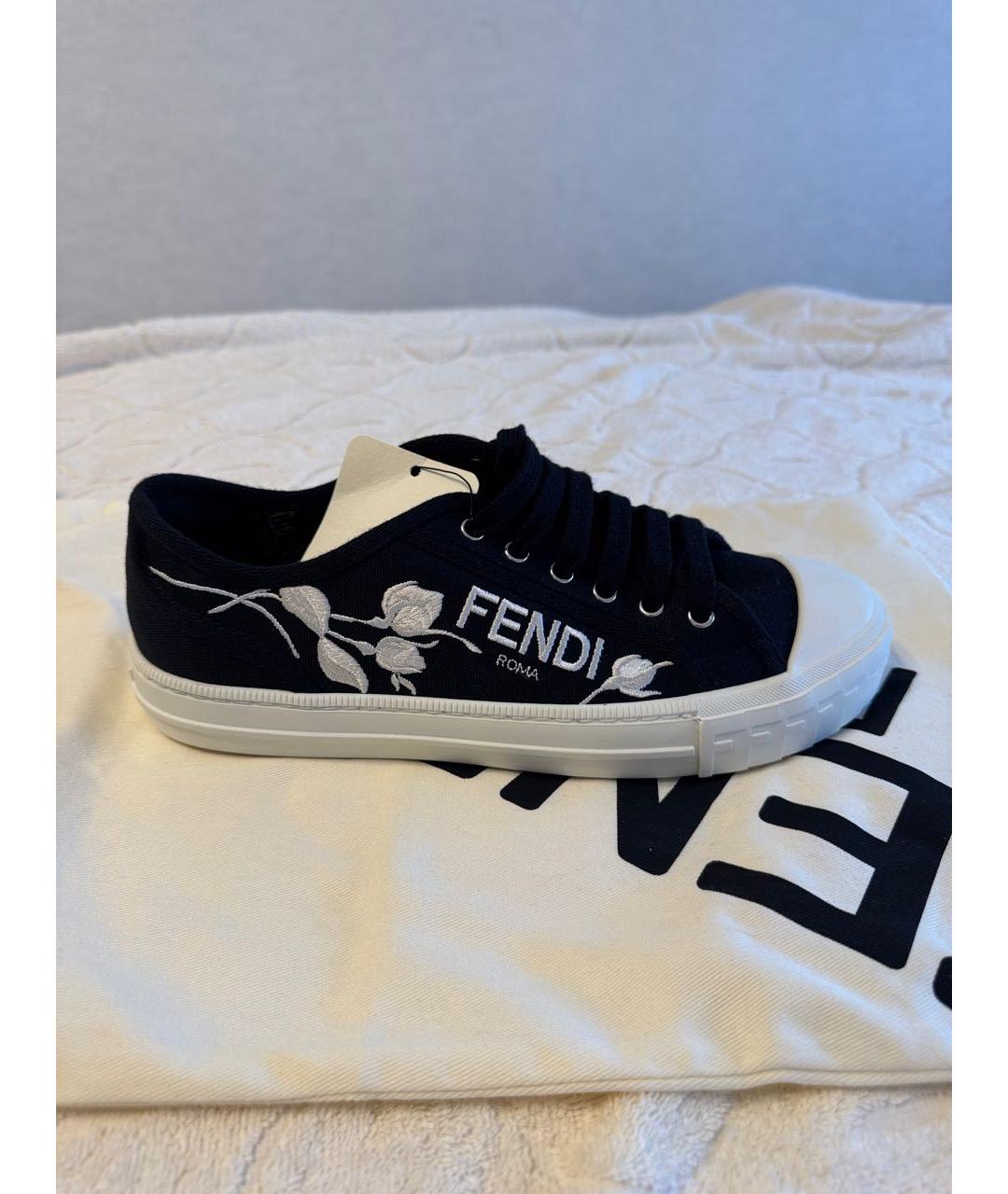 FENDI Черные текстильные кеды, фото 8