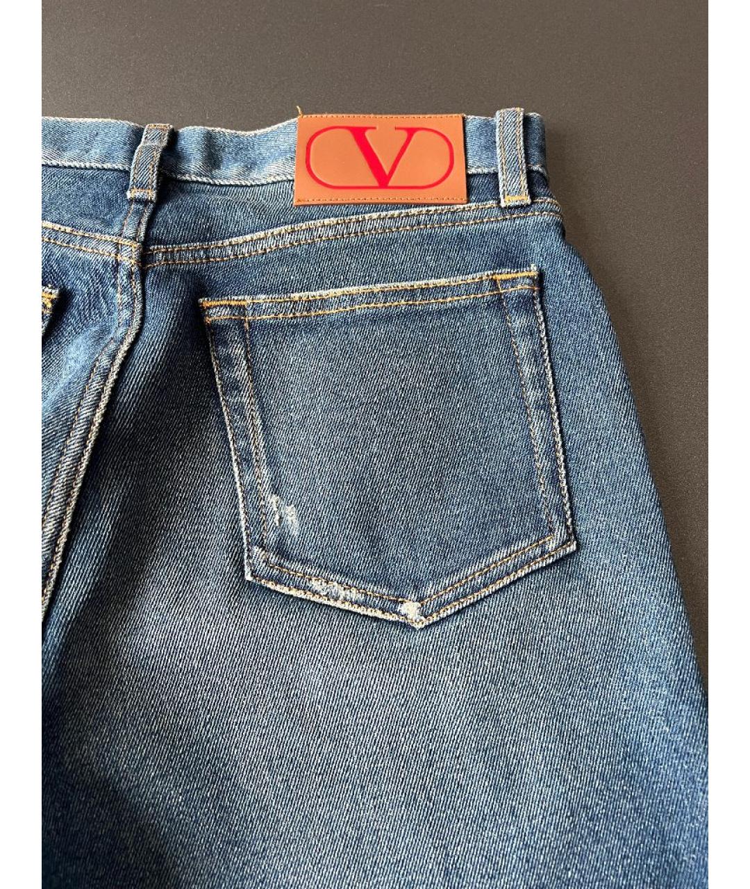 VALENTINO Голубые полиэстеровые прямые брюки, фото 4