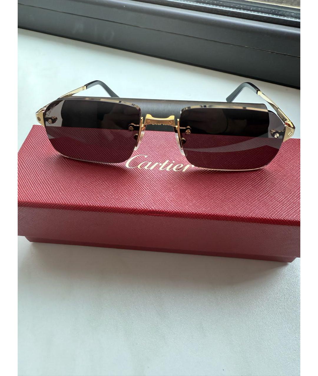 CARTIER Золотые металлические солнцезащитные очки, фото 9
