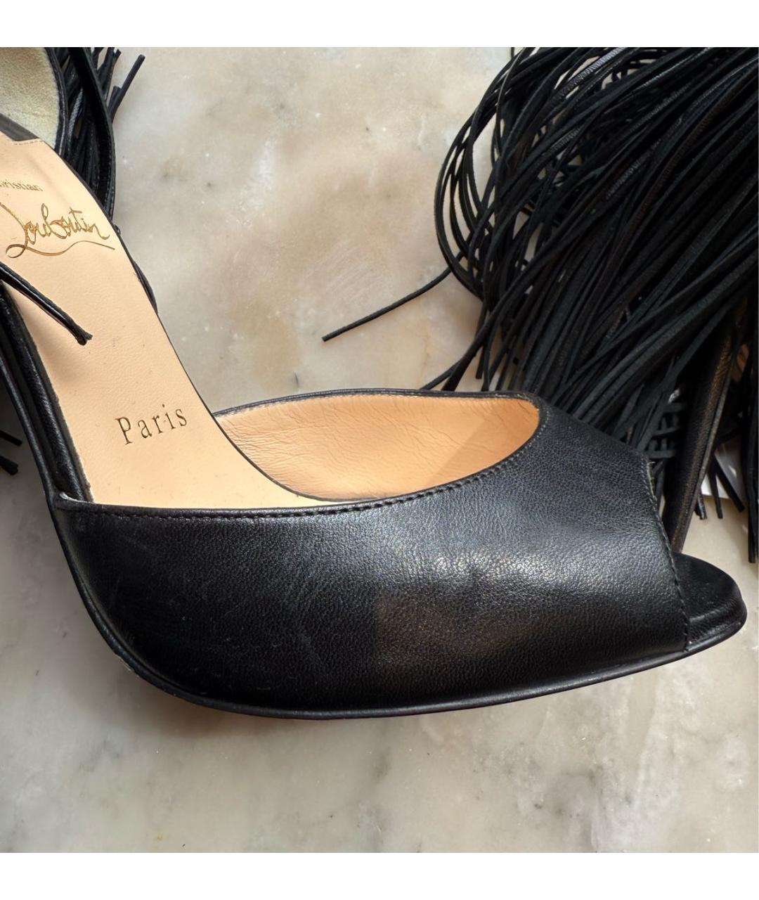 CHRISTIAN LOUBOUTIN Черные кожаные туфли, фото 4