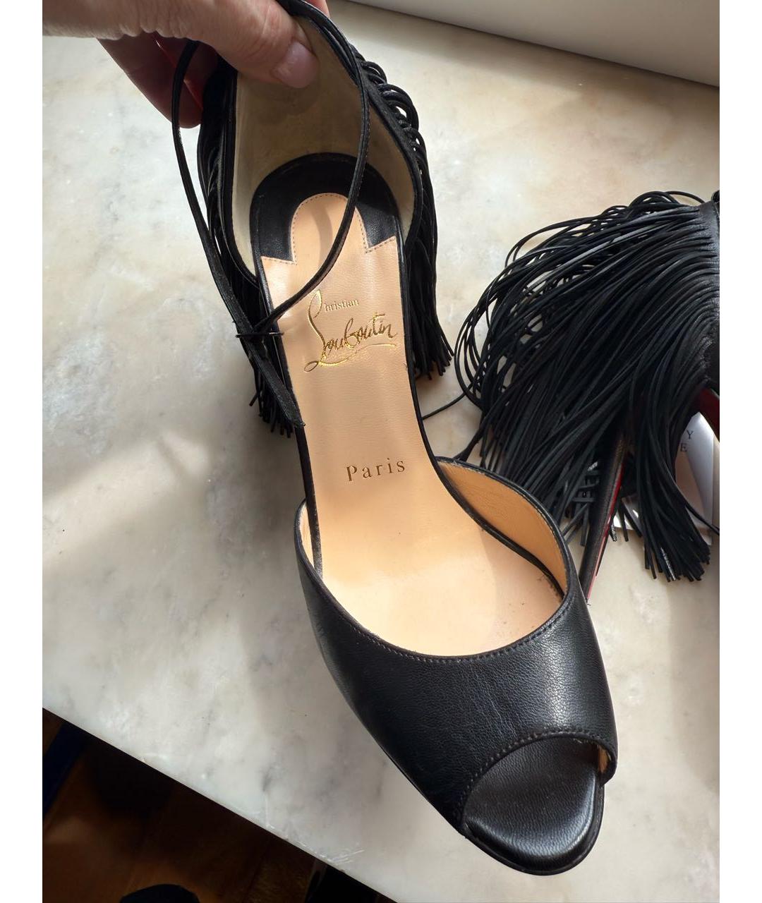 CHRISTIAN LOUBOUTIN Черные кожаные туфли, фото 3