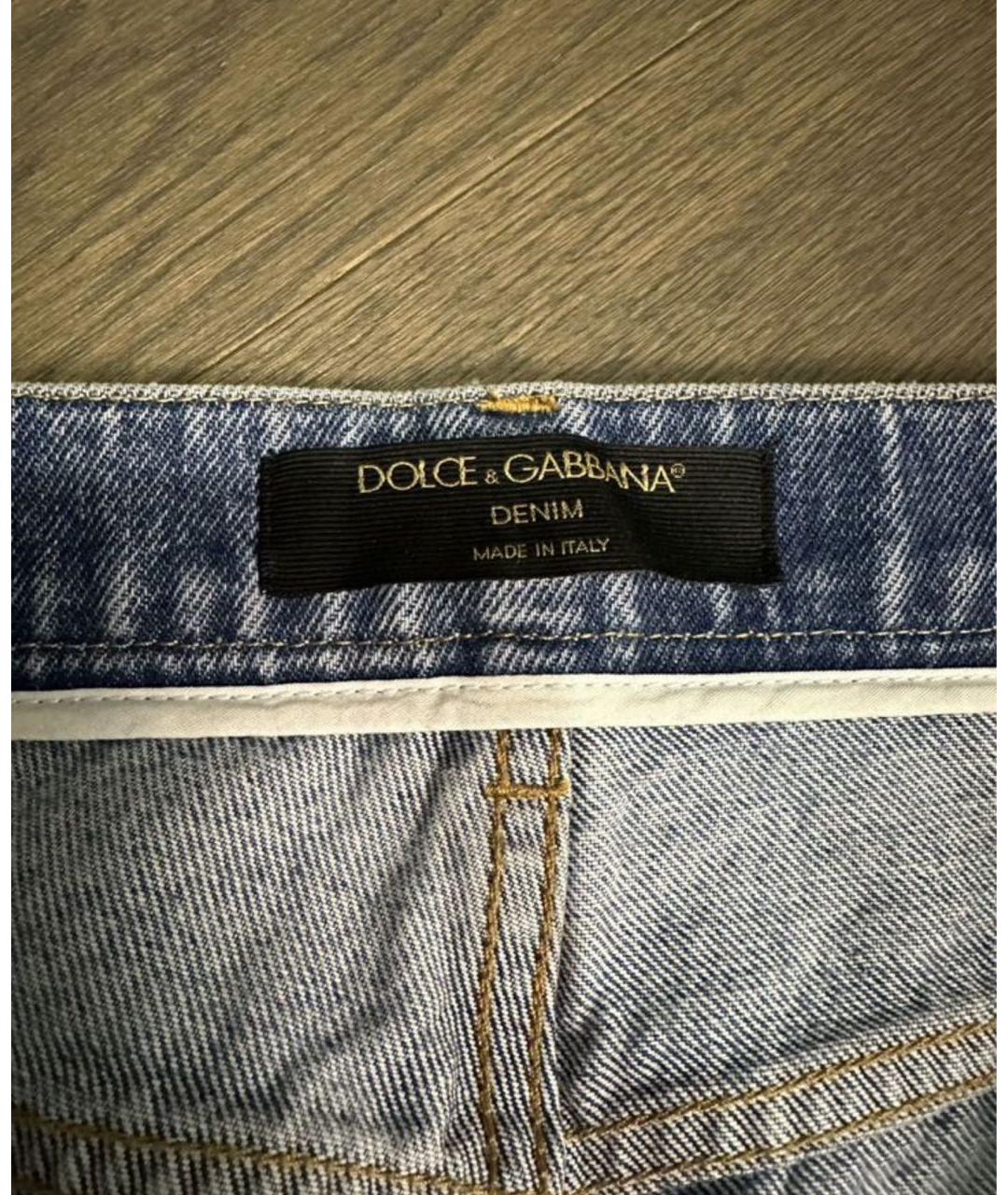 DOLCE&GABBANA Синие хлопковые джинсы слим, фото 3