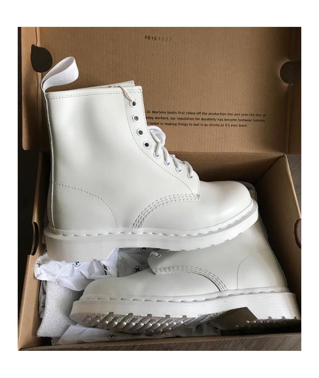 DR. MARTENS Белые кожаные ботинки, фото 2