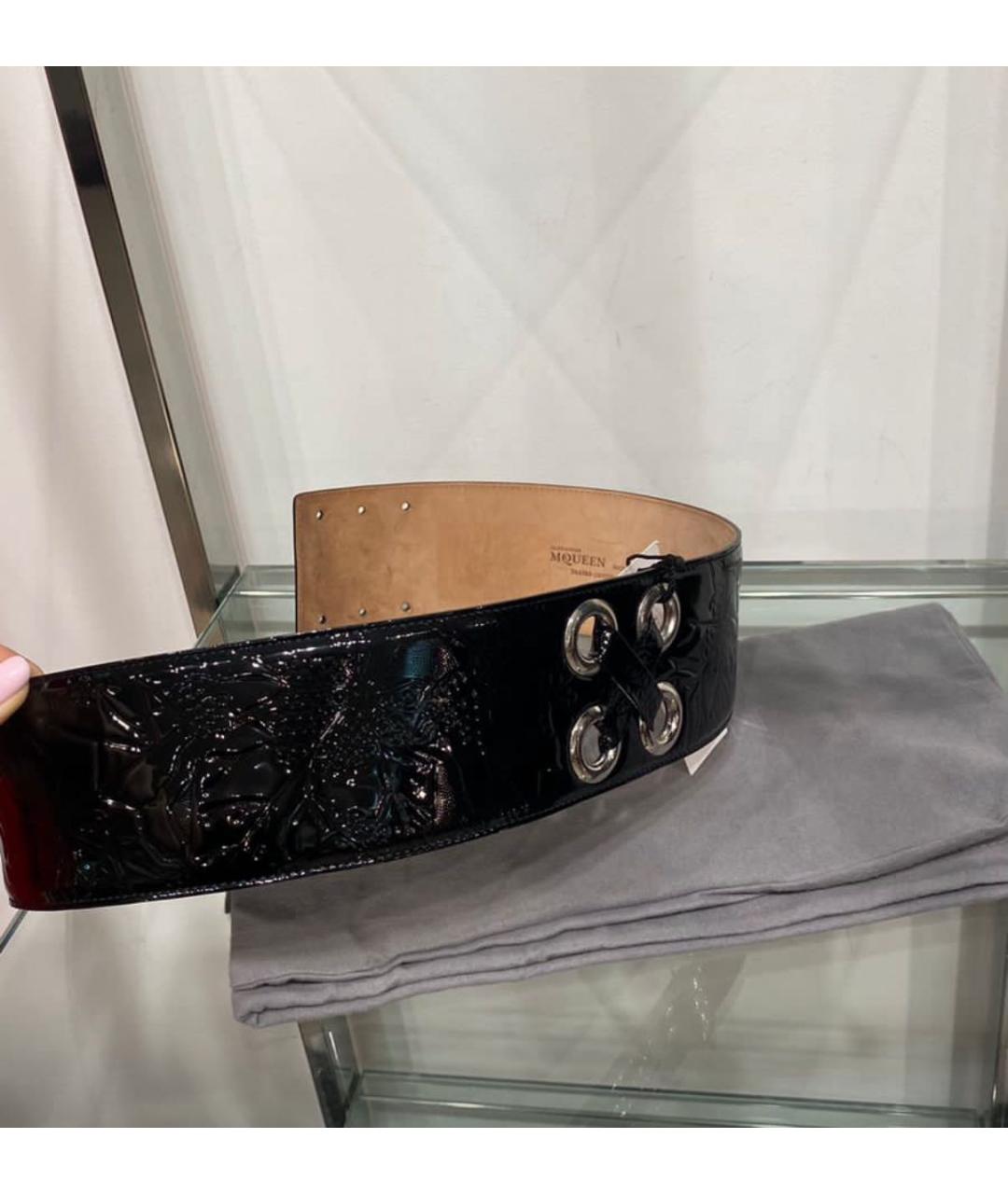 ALEXANDER MCQUEEN Черный кожаный ремень, фото 3