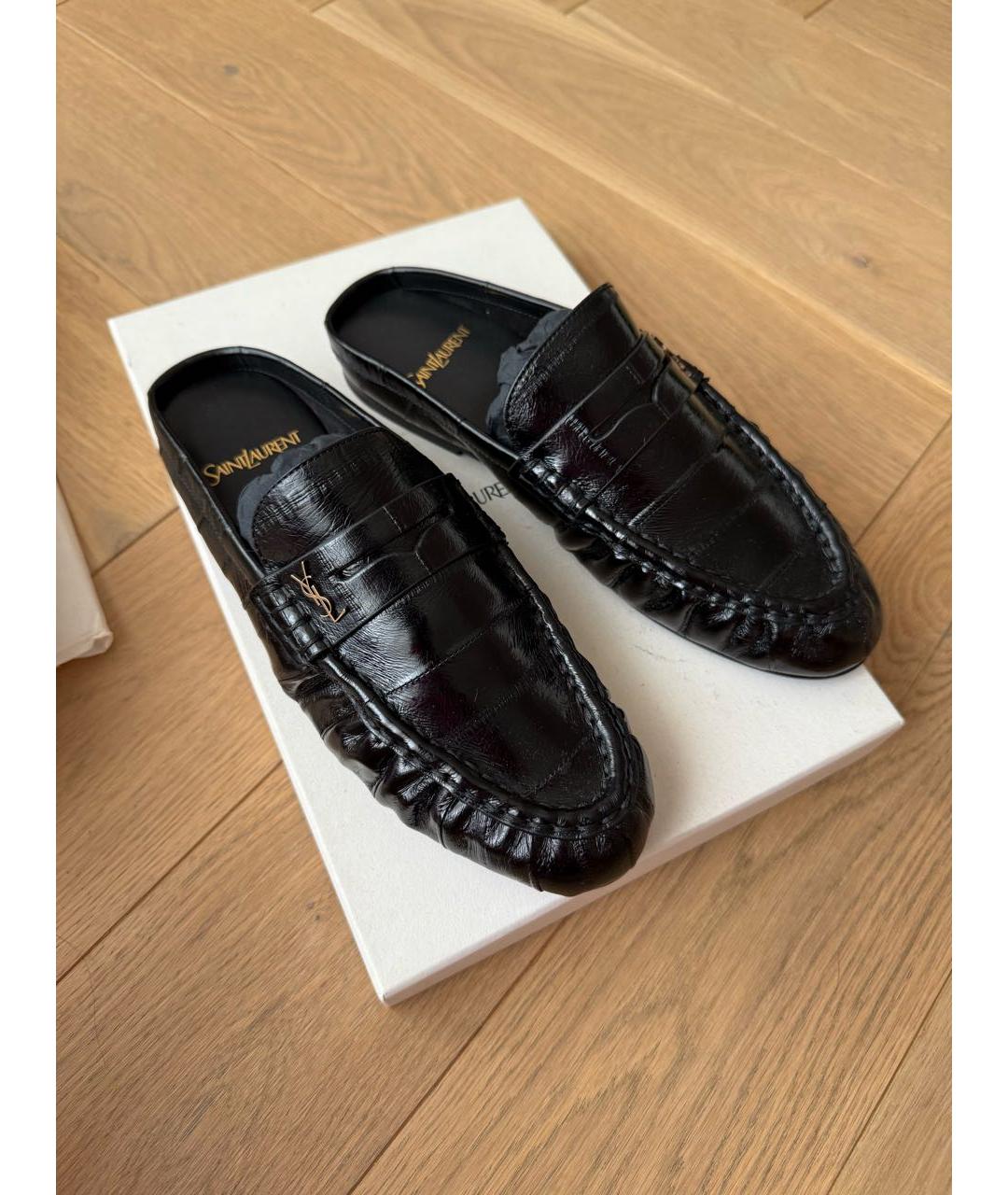 SAINT LAURENT Черные кожаные лоферы, фото 2