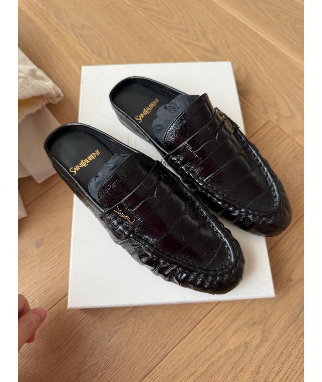 SAINT LAURENT Черные кожаные лоферы, фото 6