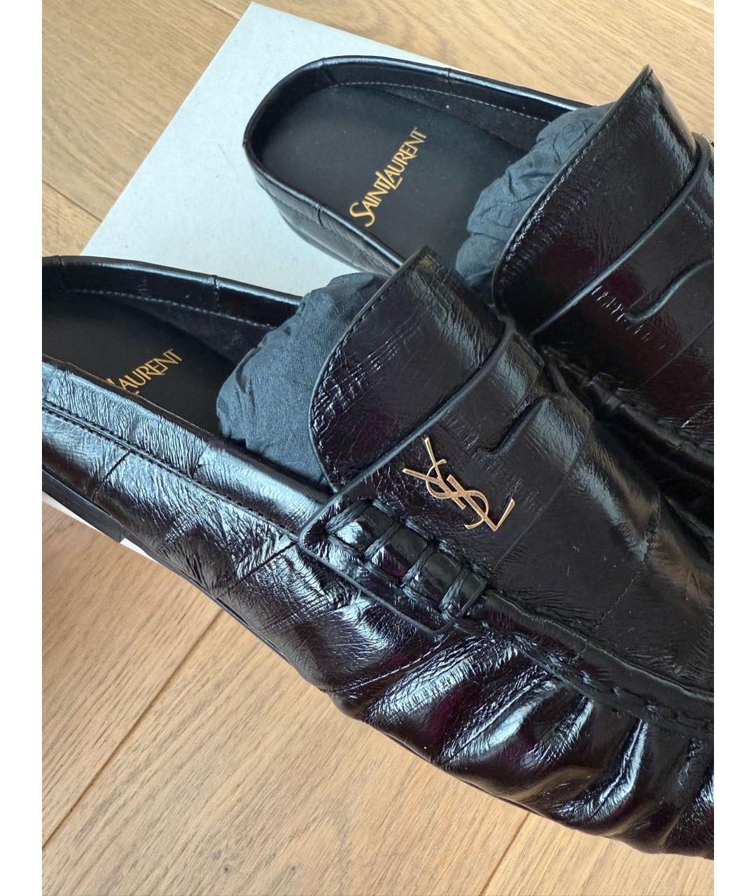 SAINT LAURENT Черные кожаные лоферы, фото 4