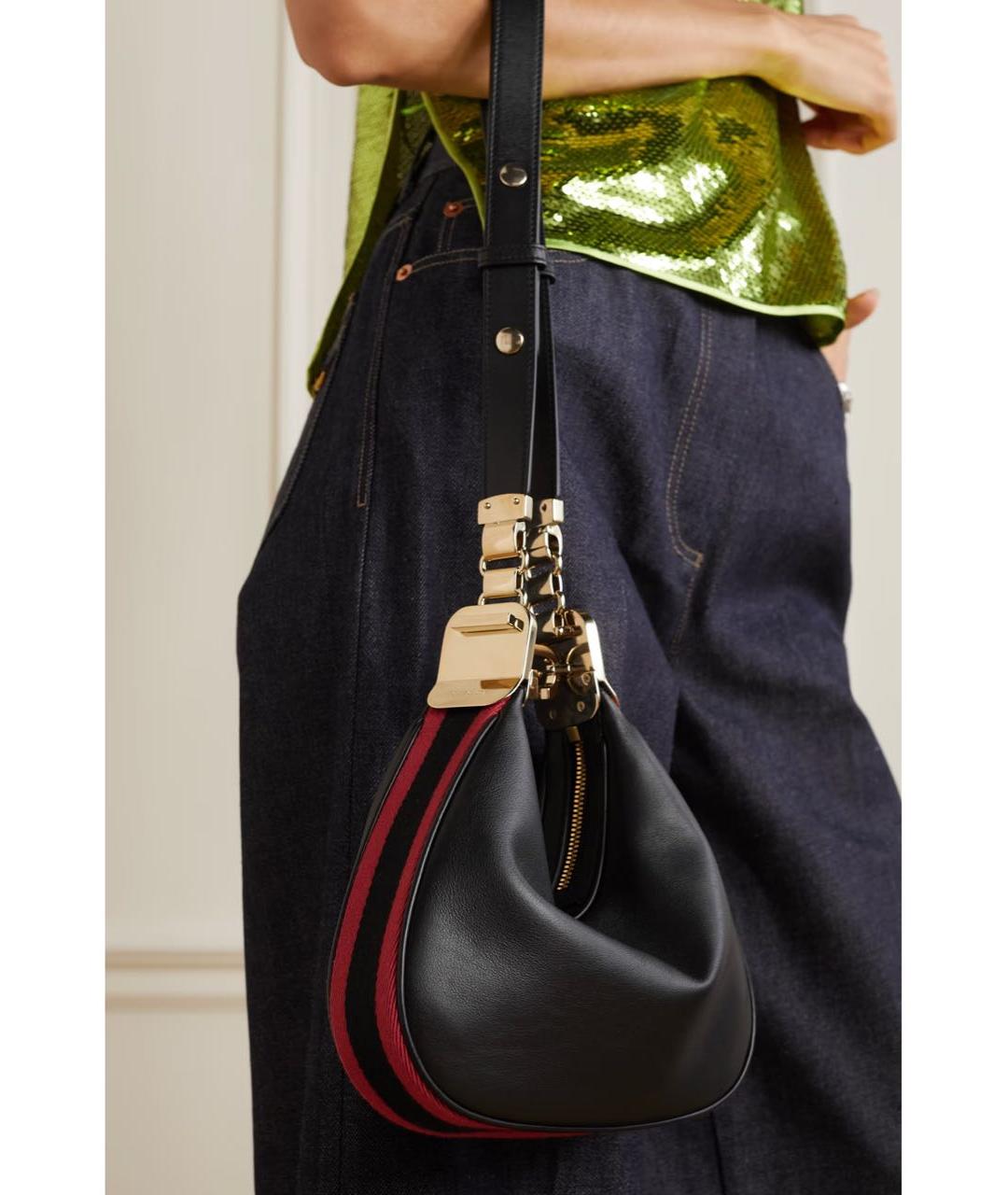GUCCI Черная кожаная сумка через плечо, фото 2