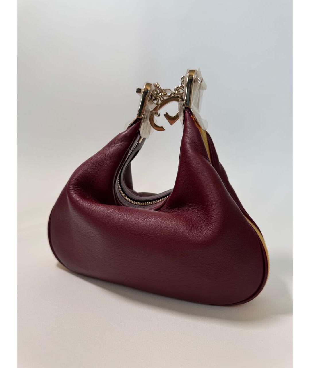 GUCCI Бордовая кожаная сумка через плечо, фото 2