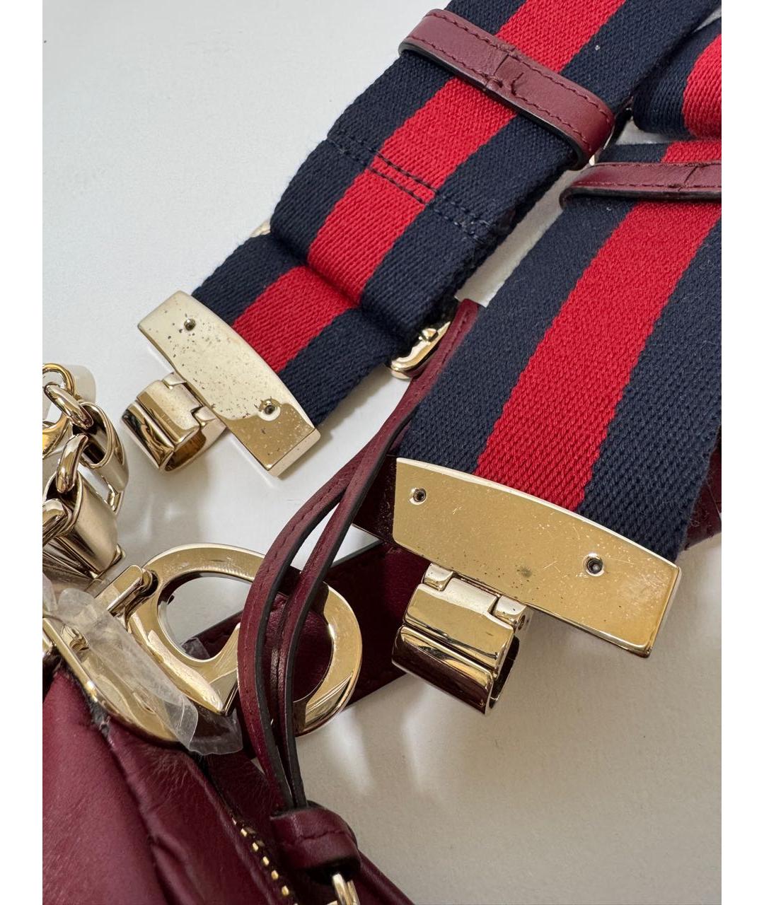 GUCCI Бордовая кожаная сумка через плечо, фото 5