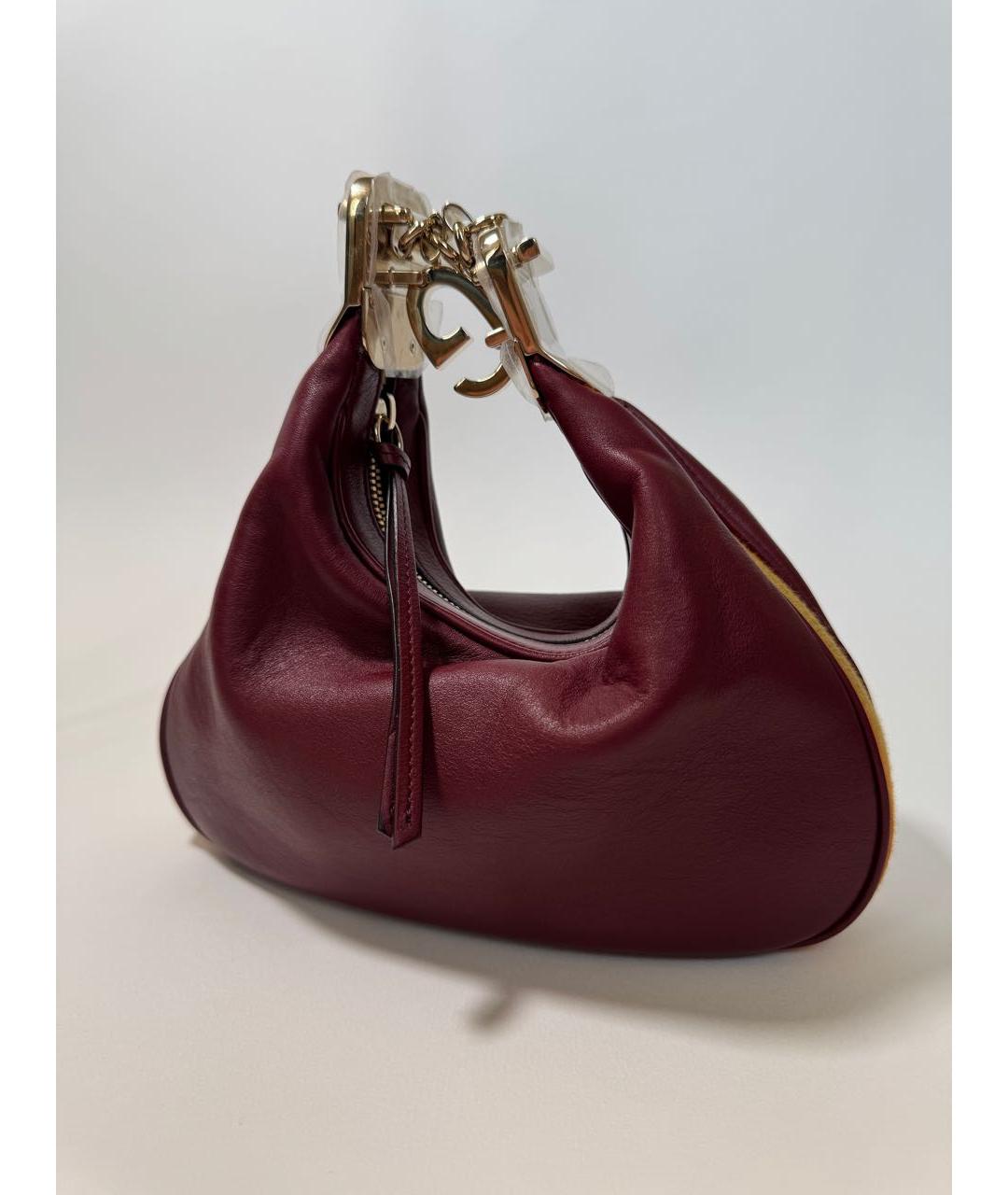 GUCCI Бордовая кожаная сумка через плечо, фото 4