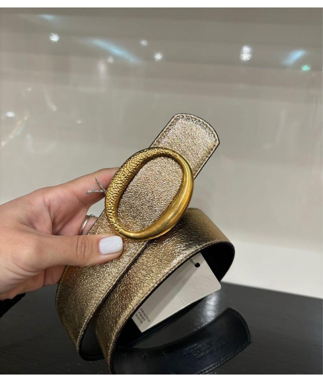 ALEXANDER MCQUEEN Золотой кожаный ремень, фото 5