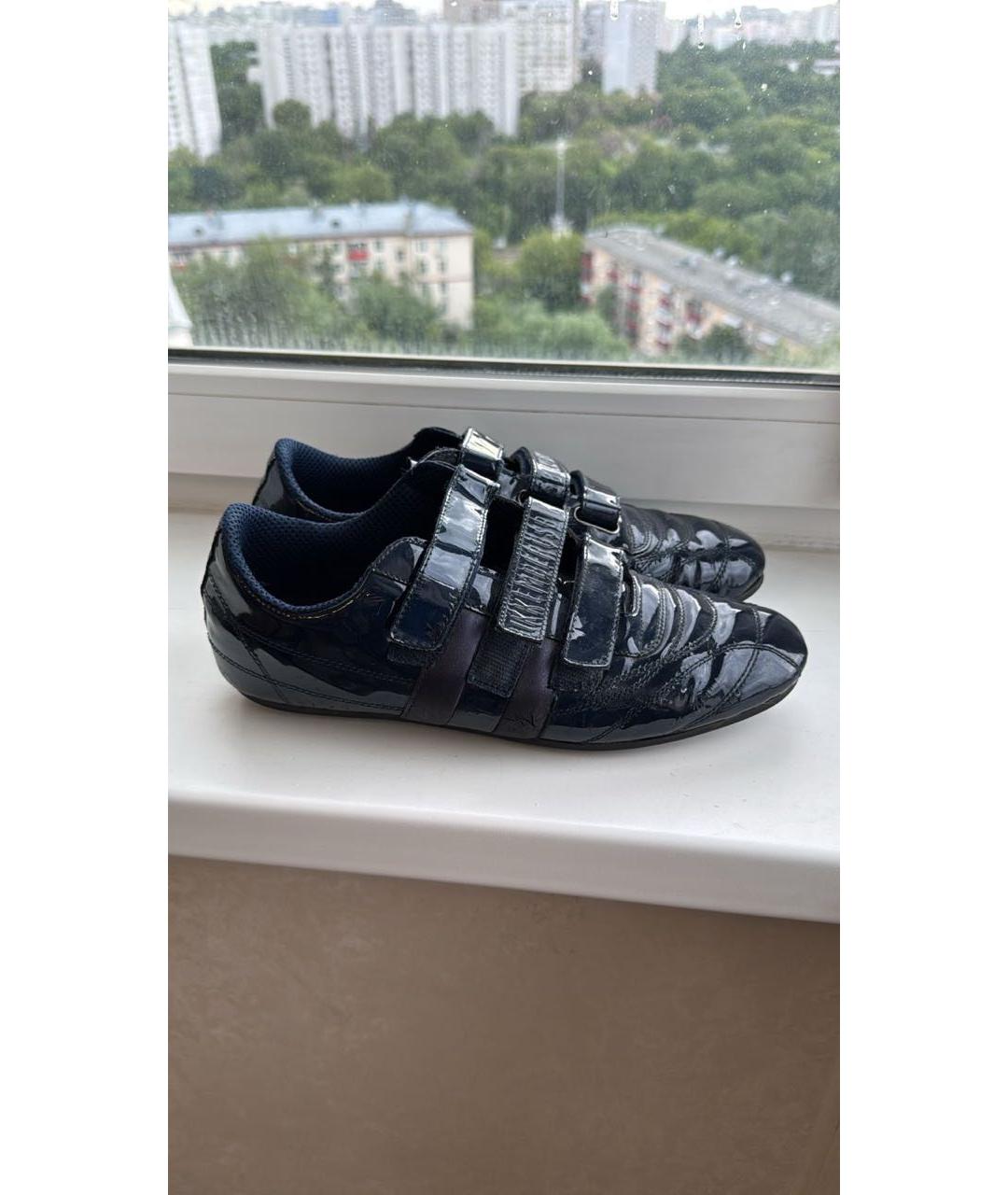 BIKKEMBERGS Темно-синие низкие кроссовки / кеды из лакированной кожи, фото 6