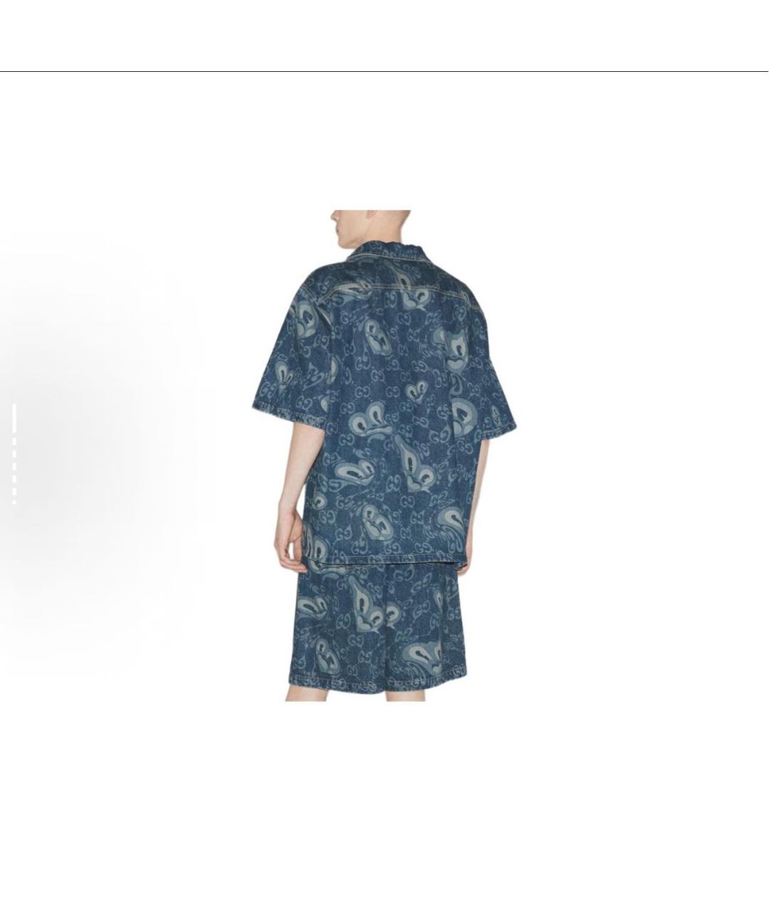 GUCCI Синяя хлопковая кэжуал рубашка, фото 3