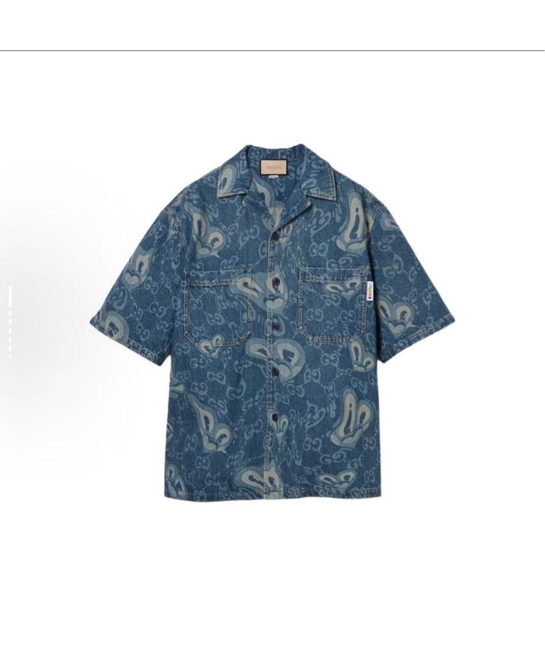 GUCCI Синяя хлопковая кэжуал рубашка, фото 6