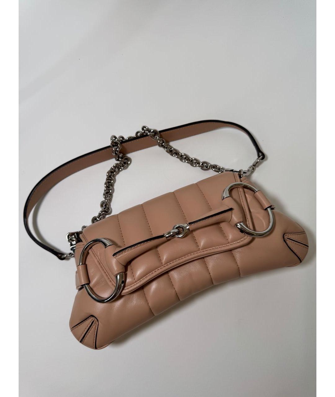 GUCCI Бежевая кожаная сумка с короткими ручками, фото 2