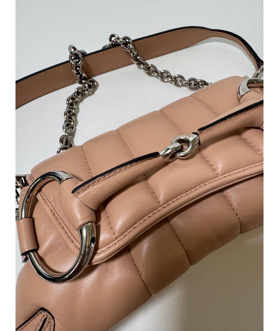 GUCCI Бежевая кожаная сумка с короткими ручками, фото 3