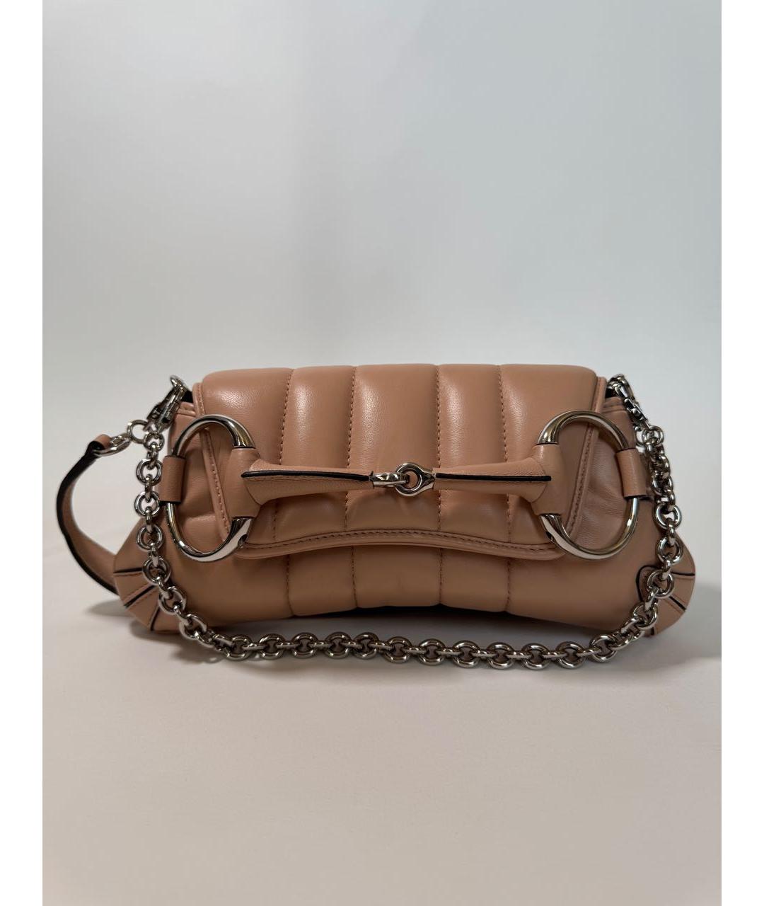 GUCCI Бежевая кожаная сумка с короткими ручками, фото 5
