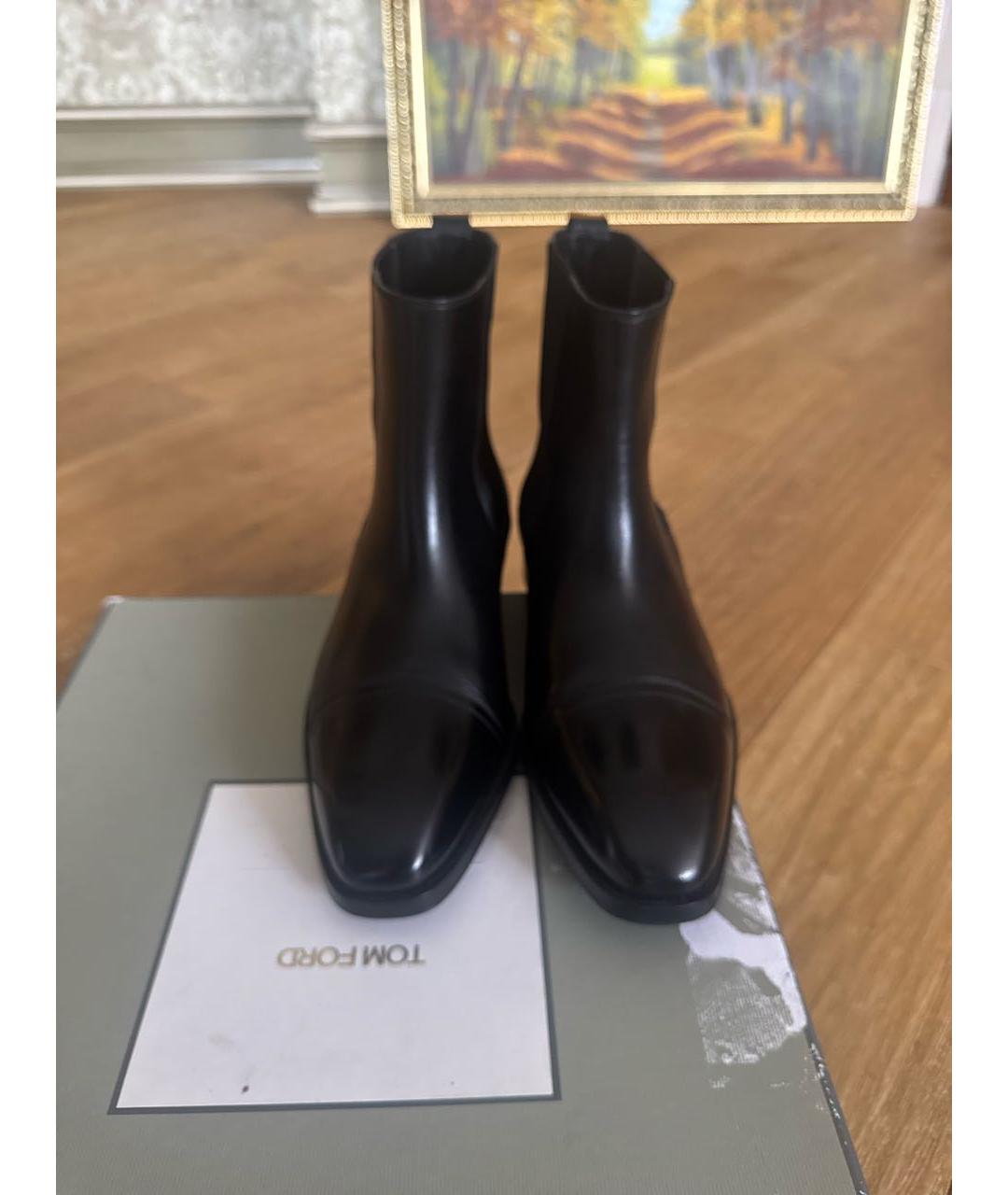 TOM FORD Черные кожаные высокие ботинки, фото 2