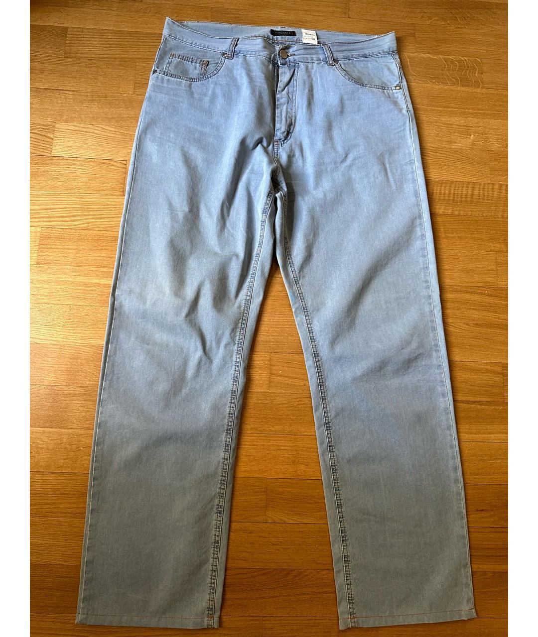 CANALI Голубые хлопковые прямые джинсы, фото 8