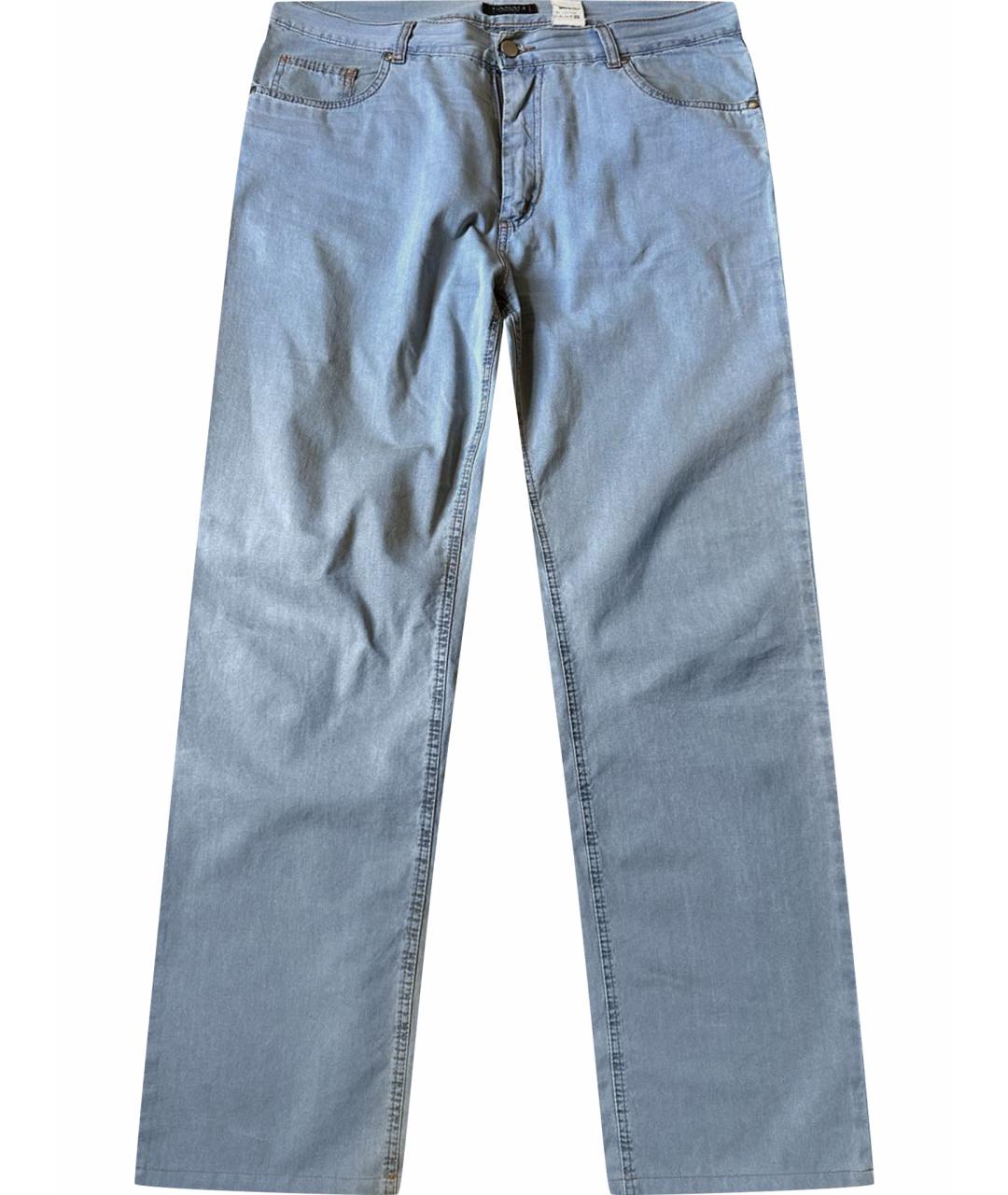 CANALI Голубые хлопковые прямые джинсы, фото 1