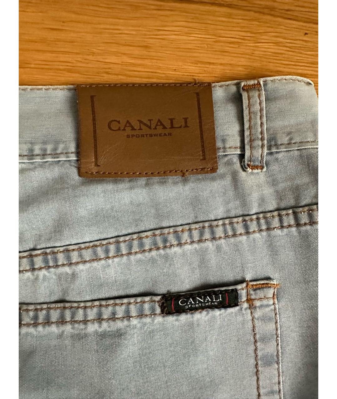 CANALI Голубые хлопковые прямые джинсы, фото 4