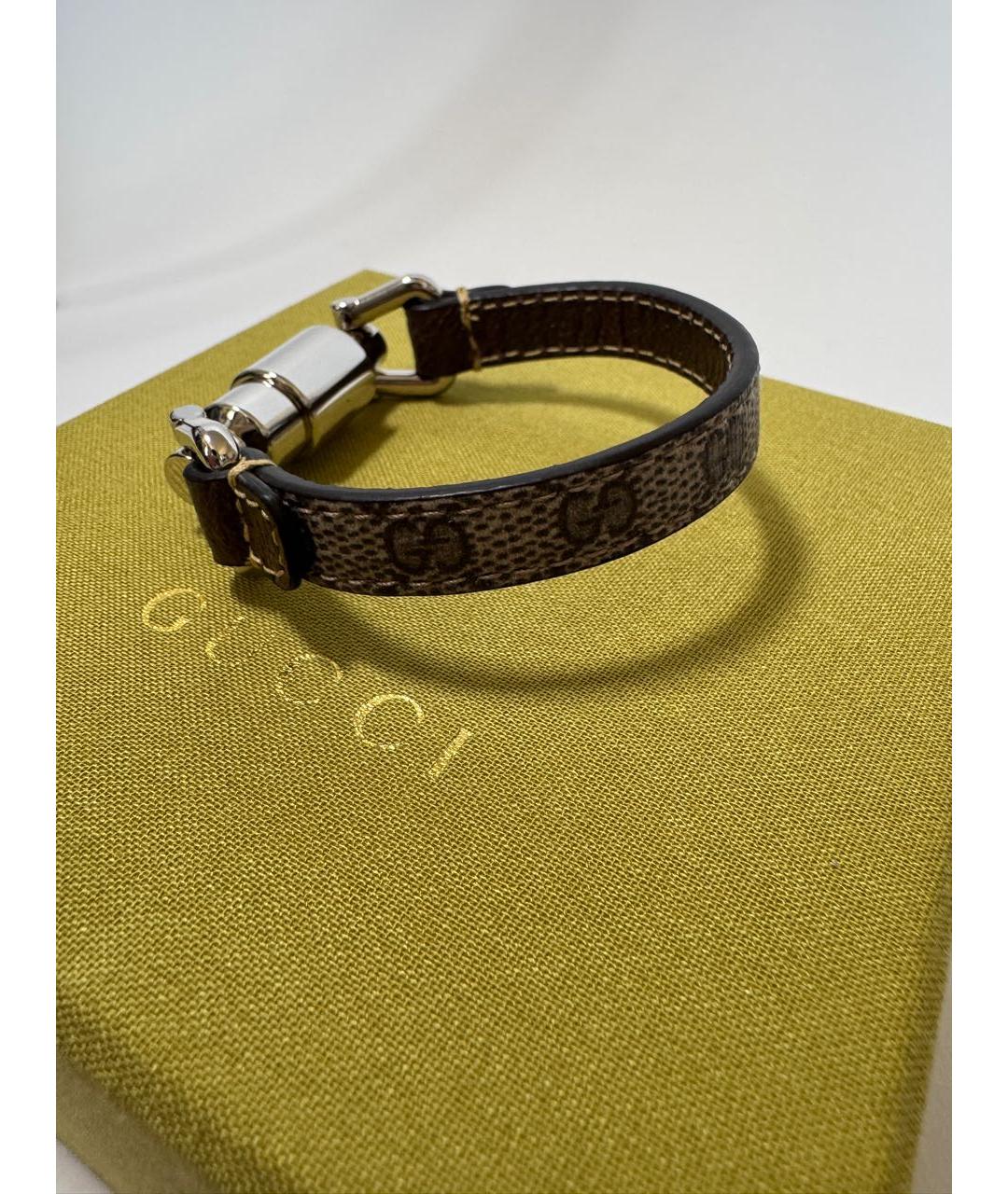 GUCCI Коричневый кожаный браслет, фото 6