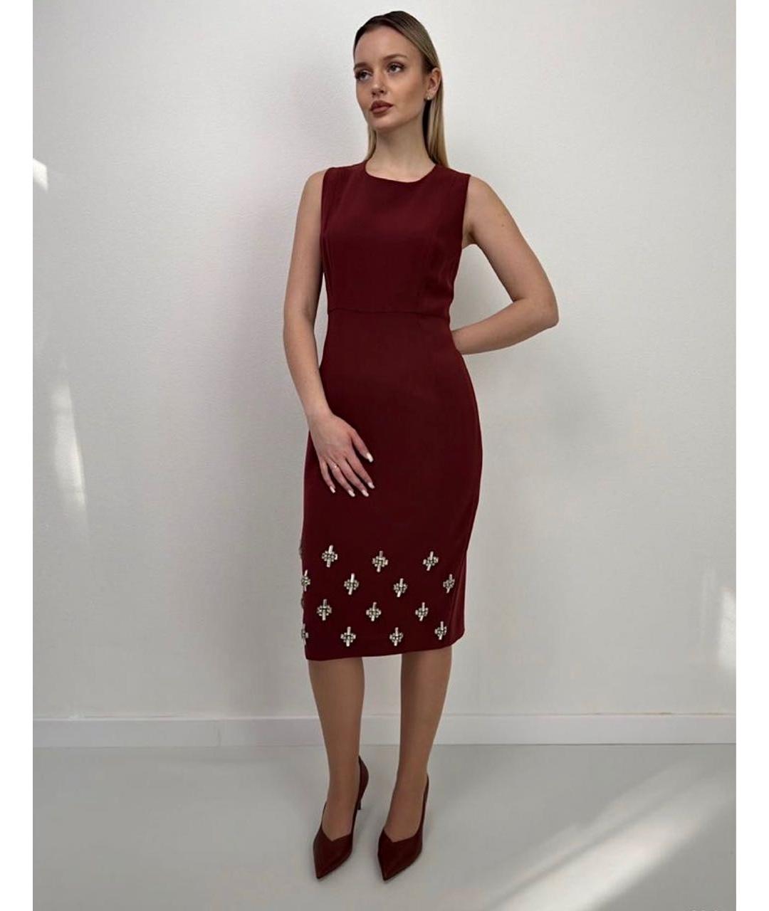 MAX MARA STUDIO Бордовое ацетатное повседневное платье, фото 7